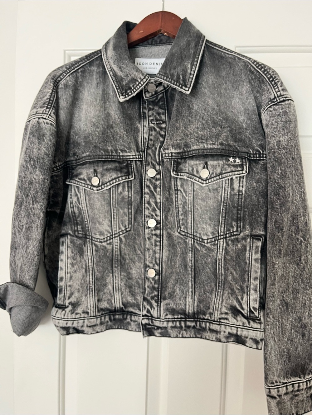 ICONIC London Washed Black Acid-Wash Denim Jacket